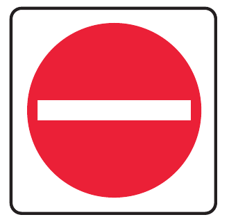 Red circle with a horizontal white bar on a white sign