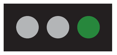 Horizontal traffic signal with the right green light illuminated