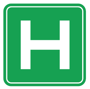 Green square with a white H