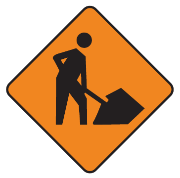 Orange diamond showing a person digging